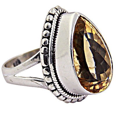 Precious Antique Citrine Gemstone Silver Ring