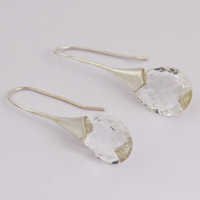 Girls Fashionable Style Drop Crystal Gemstone Silver Earrings