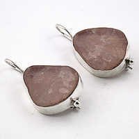 Romantic Rose Quartz Gemstone Silver Earrings