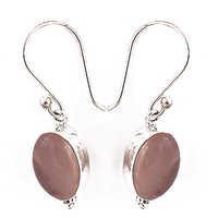 Rady To Wear Rose Quartz Gemstone Silver Hook Earrings