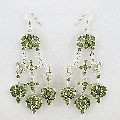 Truly Designer Peridot Gemstone Silver Earrings