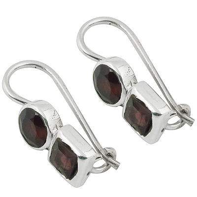 Celeb Style Garnet Gemstone Silver Earrings