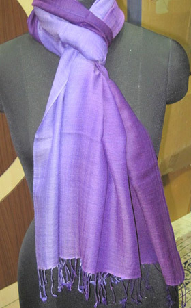 Silk Wool Stoles - 70x180 cm Purple, Soft Texture, Lightweight, Elegant Look, Fringe