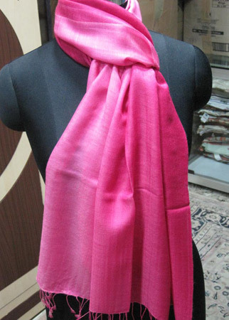 Silk Wool Stoles - Silk Wool Blend, 70x180 Cm, Pink | Soft Texture, Lightweight, Breathable, Stylish Tassel Fringe