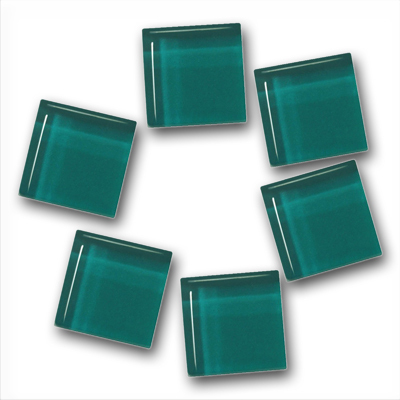Craft Material - Glass 25x25mm Teal Square, Glossy Finish, Versatile Durable Design