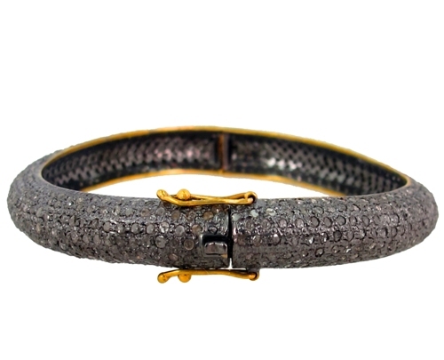 14k Gold Pave Diamond Bangle Jewelry