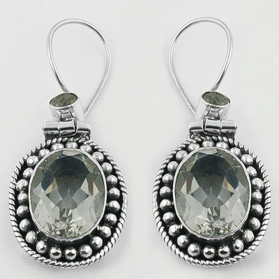 Party Wear Crystal Gemstone SIlver Earrings