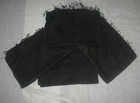 Silk Wool Stoles - Silk Wool, 70x180 cm, Black | Soft Texture, Warmth, Stylish, Lightweight, Hand-Fringed
