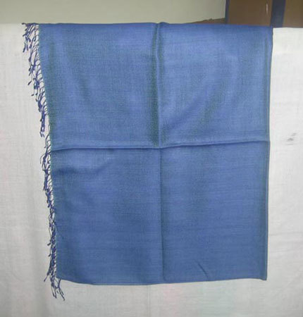 Silk Wool Stoles - Silk Wool, 70x180 cm, Blue | Soft Texture, Warmth, Elegant Style, Fringe