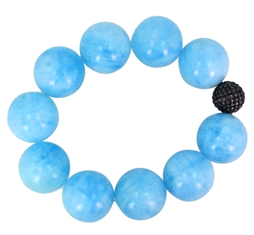 Pave Diamond Aquamarine Beads Silver Bracelet - 925 Sterling Silver, 85.89 GMS, Blue Aquamarine, 2.08 CTS Diamonds | Elegant Design, Luxury, Special Occasions