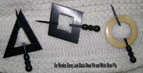 Surina Wood and Ebony look Shawl Pins