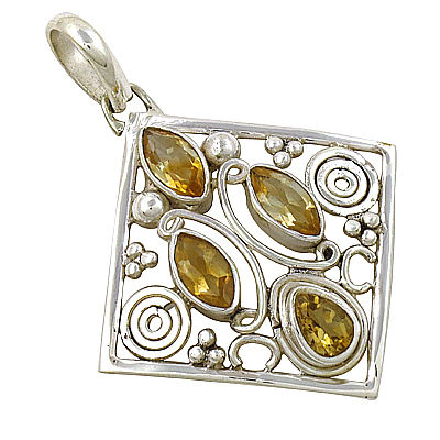 Designer Citrine Gemstone Silver Pendant