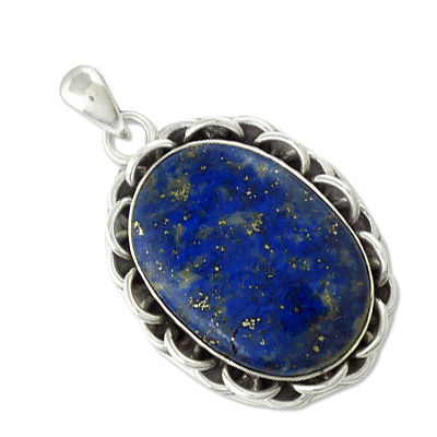 Festival Designer Lapis Gemstone Silver Pendant