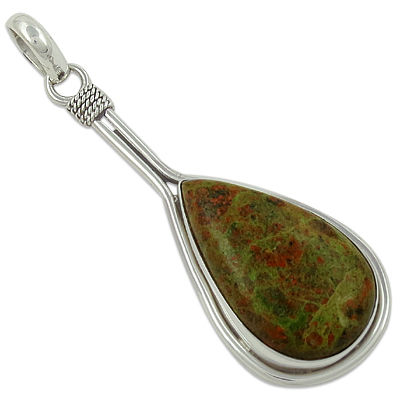 Precious Jasper Gemstone Silver Pendant