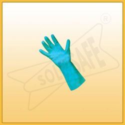 Super Nitrile Flocklined Gloves 'Rubberex' Make - Cotton Flocklined, Available in Sizes 9, 10 & 11, Green Colour | Cool Dry, Waterproof, Full Finger Design, Ideal for Kitchen Use