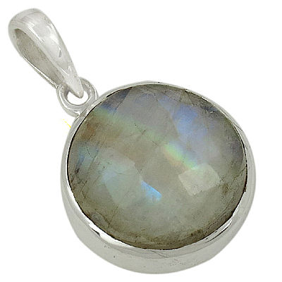 Rocking Style Rainbow Moonstone Gemstone Silver Pendant