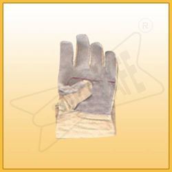 White Leather Canvas Hand Gloves 