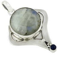 Rady To Wear Lapis Lazuli & Rainbow Moonstone Gemstone Silver Pendant