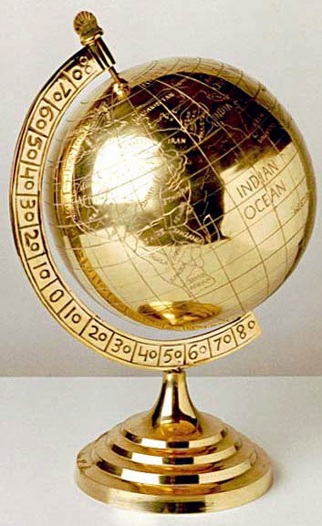 Brass Globe With Gold Plate