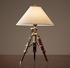 ROYAL MARINE TRIPOD TABLE LAMP ANTIQUE BRASS