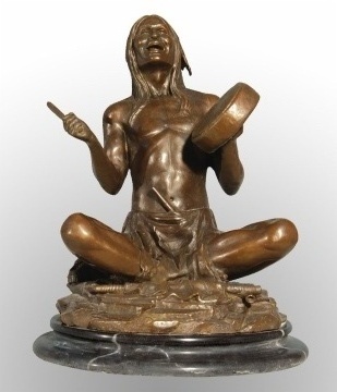 Ancient Bronze Beggar Statue