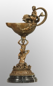 Candle Holder Statues - Bronze & Marble, 12x6x4 inches, Patina Finish | Elegant Design, Smooth Finish, Intricate Details