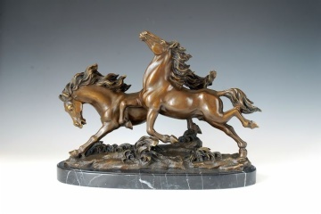 Bronze Horse Statues - Handcrafted Bronze with Marble Base, Polished Finish, Tamper-Proof Packaging