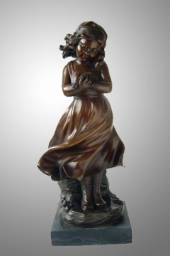 Bronze Little Cutee - Bronze, 12 Inches, Patina Finish | Elegant Art Deco Design, Marble Base, Collectible Decorative Accent