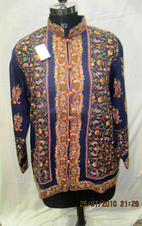 Woolen Jacket - Wool, Medium, 26 Inches, Navy | Button Closure, Warmth, Soft, Durable, Elegant Embroidery