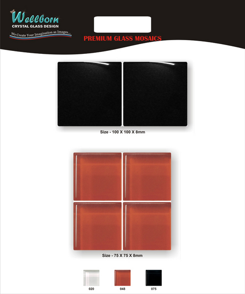 Shade Card & Display Board - Glass 75x75x4 mm Black Red Glossy Finish | Durable Display Color Samples Compact Size