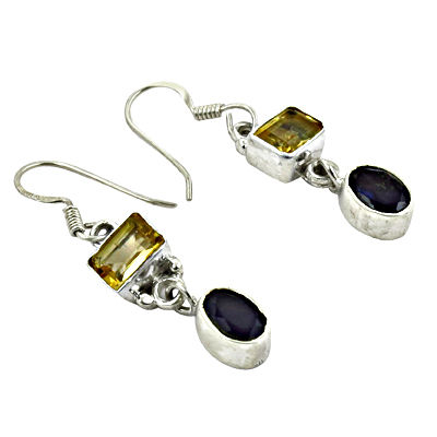 Fastival Design Citrine Iolite  Silver Earrings