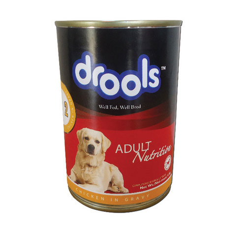 Drools Adult Nutrition (Chicken in Gravy) - Tin Can 415g | Complete Diet, Easy Digestion, Puppy & Sick Pet Food, Medicine Carrier