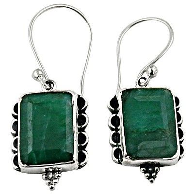 Hot Selling Dyed Emereld Silver Gemstone Earrings