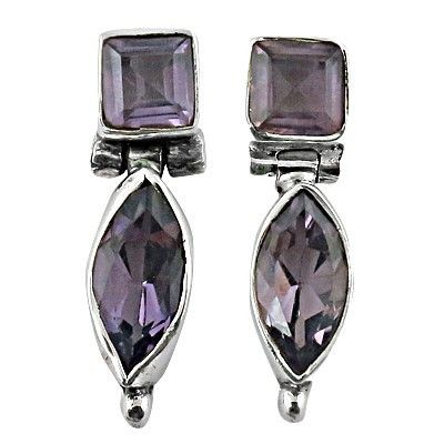 New Antique Amethyst Silver Earrings