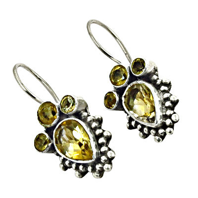 Unique Citrine  925 Sterling Silver Earrings