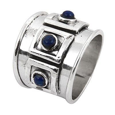 New Arrival Lapis Gemstone Silver Ring