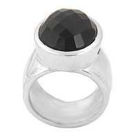 Midnight Oval Black Onyx Gemstone Silver Ring