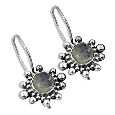 Attrective Rainbow Moonstone Gemstone Silver Earrings