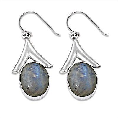 Lastest Luxury Rainbow Moonstone Silver Earrings