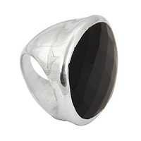 Royal Black Onyx Gemstone Silver Ring