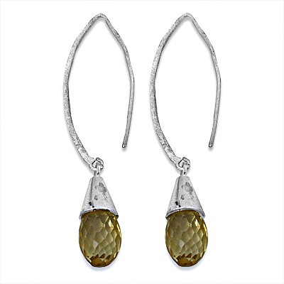 New Natural Lemon QuartzGemstoneSilver Earrings