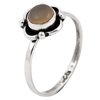 Celeb Style Rainbow Moonstone Gemstone Silver Ring