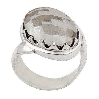 Luxurious Crystal Gemstone Silver Ring