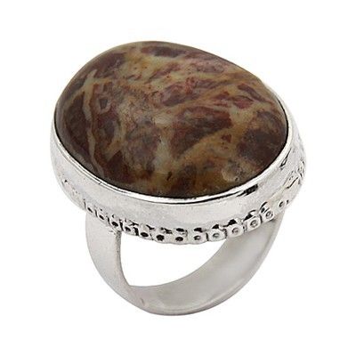 Hot World Large Antique Agate Gemstone Silver Ring