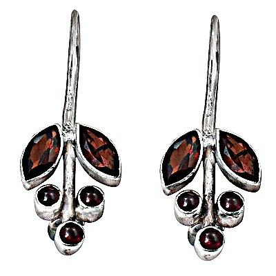 Gemstones Suppliers Garnet Glass Tourmaline Silver Earrings