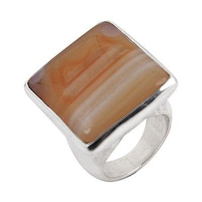 Big Agate Gemstone Silver Ring