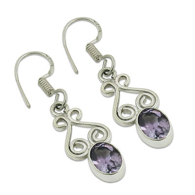 Indian Design Silver Amethyst Gemstone Earrings