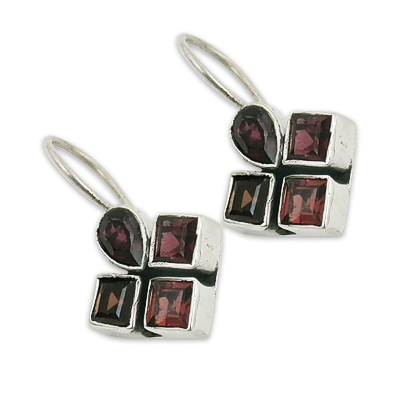 Fashion Accessories Garnet Gemstone Silver Earrings