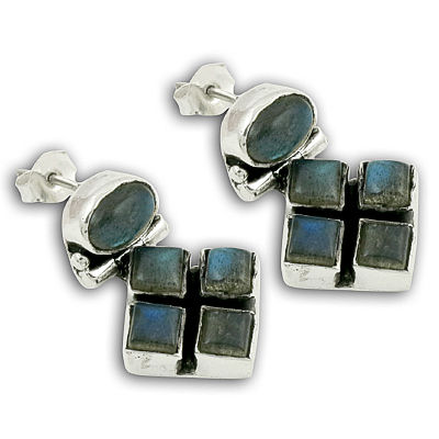 Exclusive Labradorite Silver Gemstone Earrings