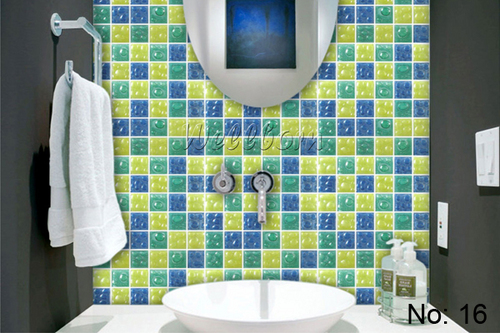 Bathroom Glass Mosaic Tiles - Glass, Variable Size, Green | Elegant Design, Durable, Water Resistant, Non-Slippery, Glossy Finish, Lightweight
